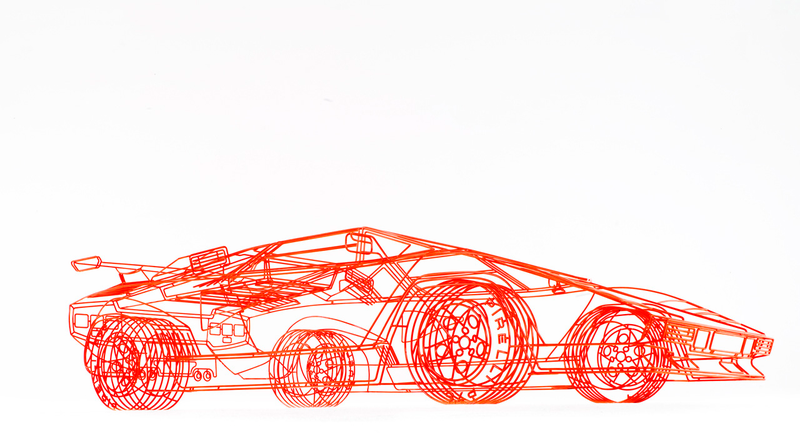 Illustration for article titled Artist Creates Wireframe Lamborghini Countach